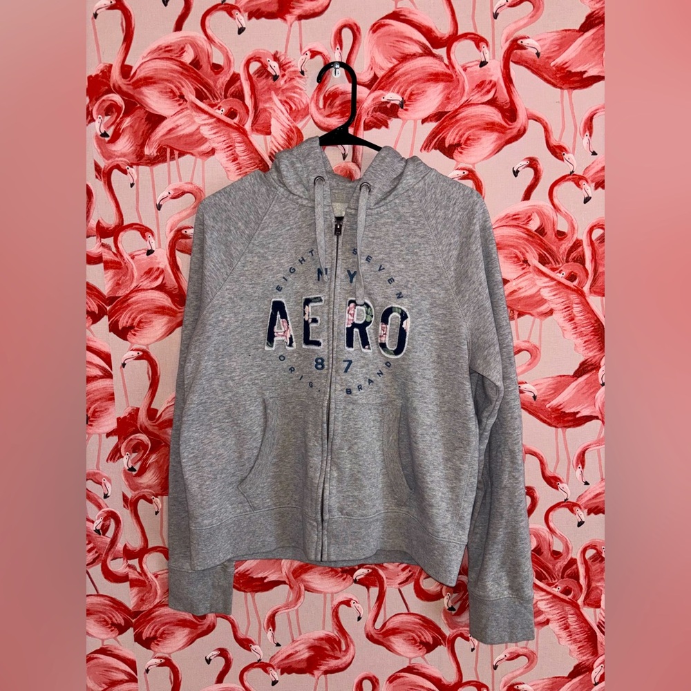 Aeropostale Zip Hoodie Jacket Grey Juniors Size Large